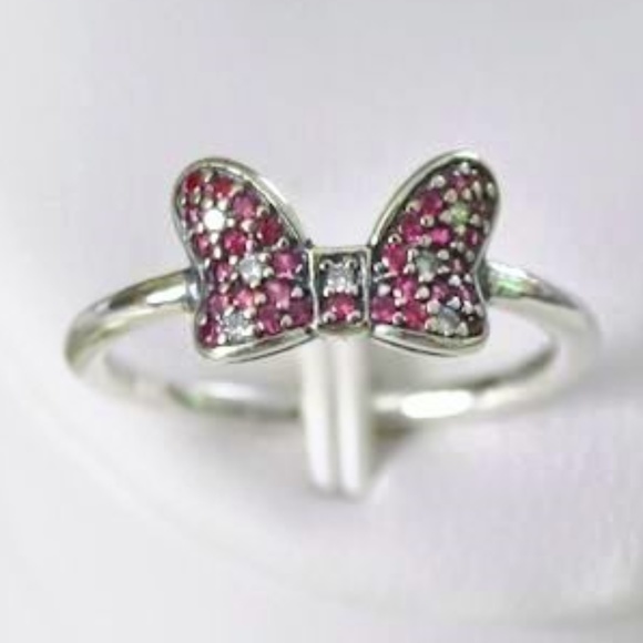 CLEARANCE $ALE! Pandora Minnie Mouse Red Czs Bow Ring Sizes 6.5, 7, 7.5, 8.5 - Picture 1 of 2